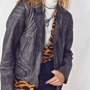 NWOT Free People Fenix Lambskin Leather Moto Jacket